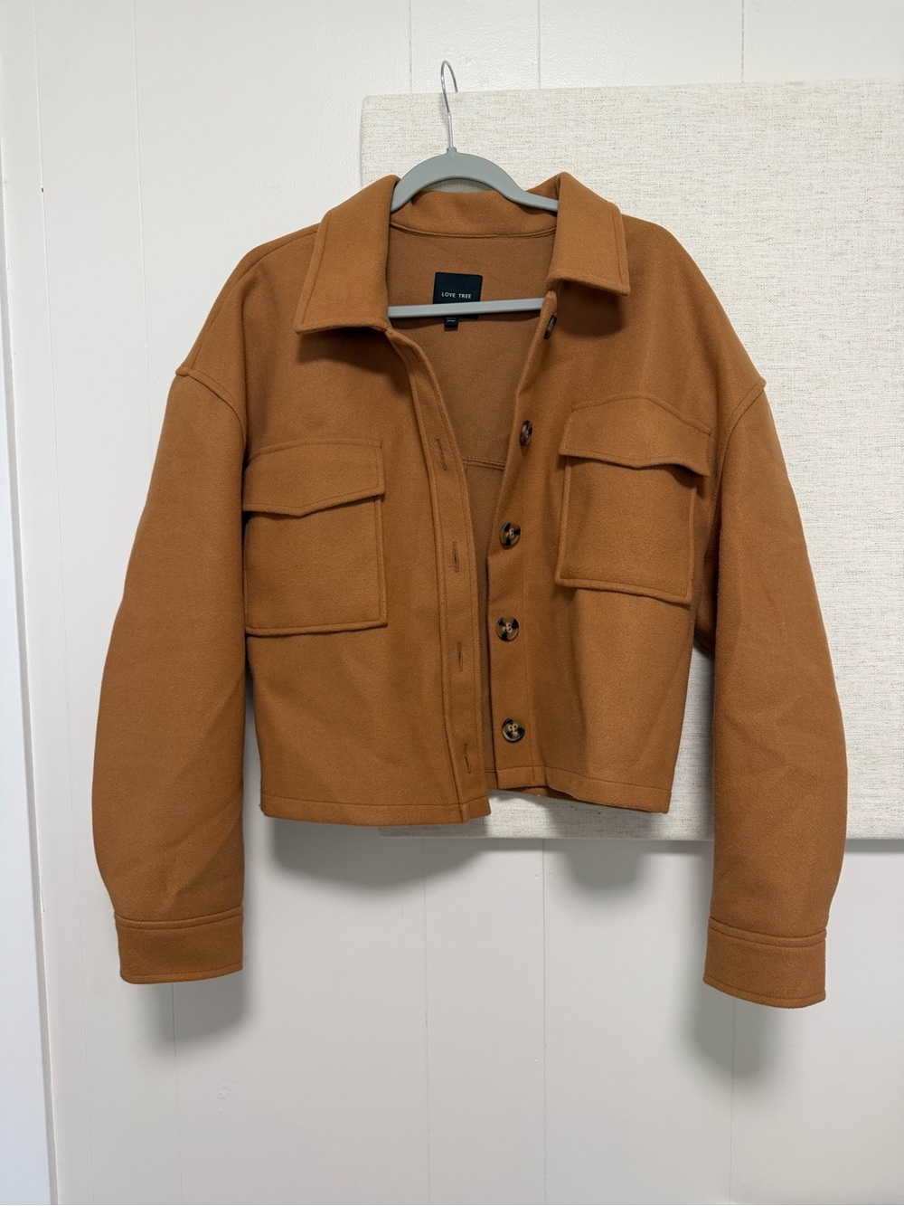 Love Tree Cropped Utility Jacket in Caramel Brown